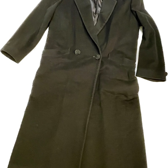 VINTAGE 100% LADIES FLEURETTE BLACK FULL LENGTH CASHMERE COAT - Picture 2 of 11